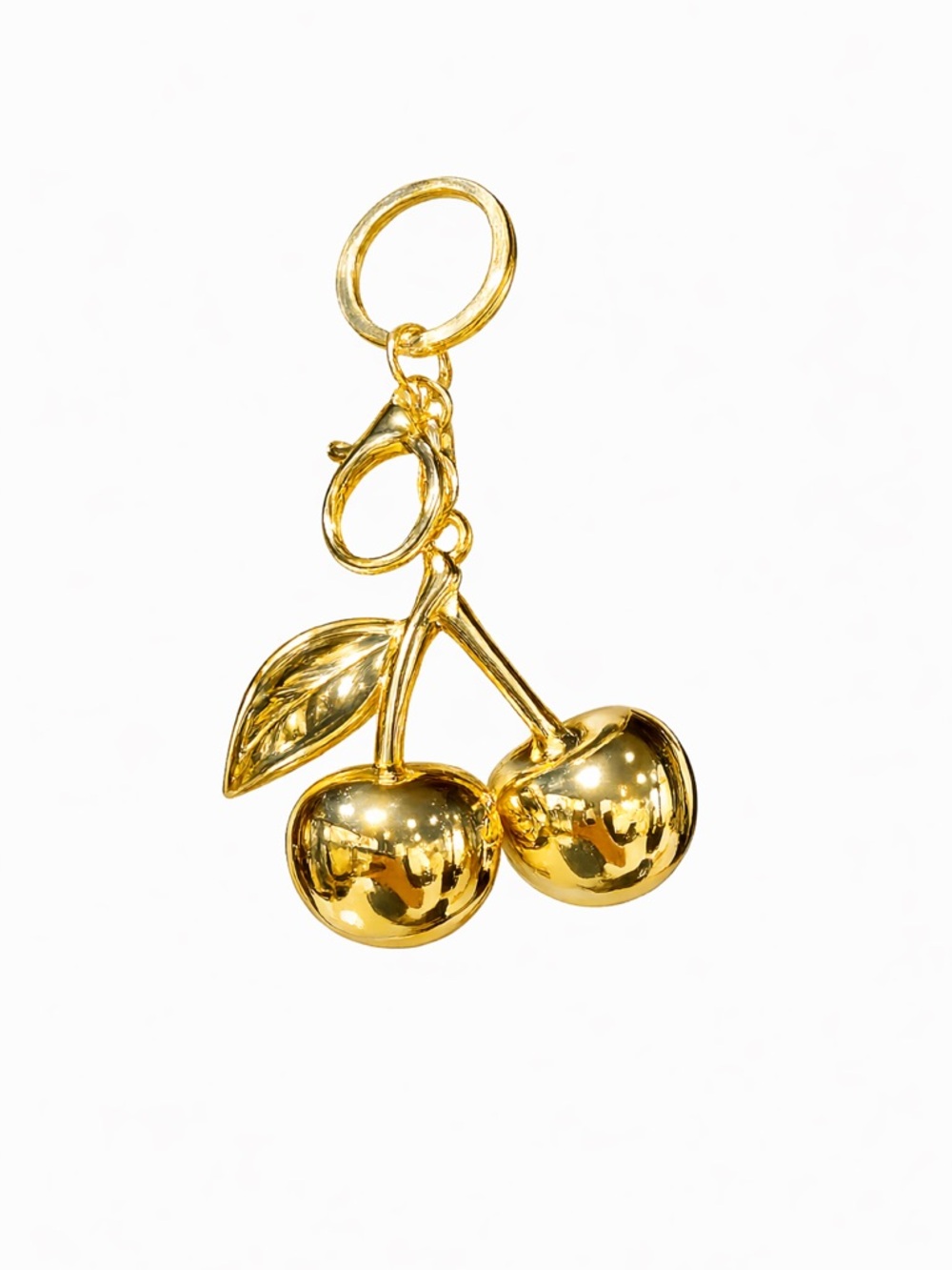 Gold Cherry Keychain Charm